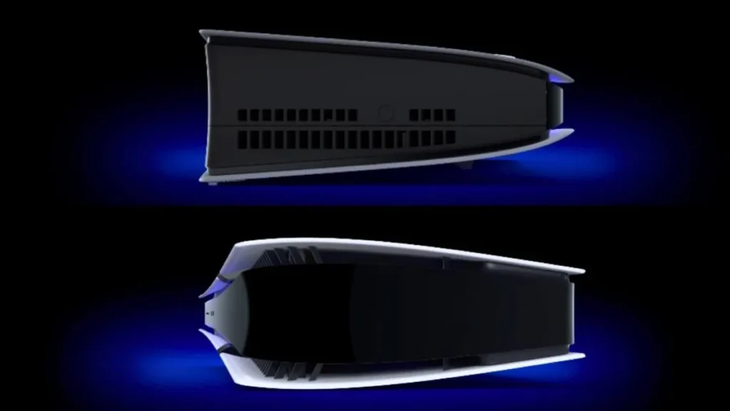 Side profile of Sony PlayStation 5 Pro highlighting cooling vents and chassis design