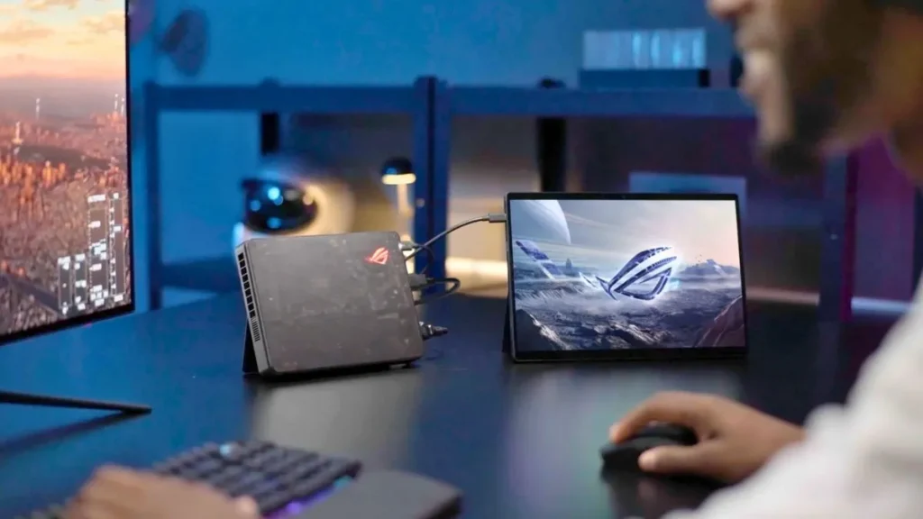 ASUS ROG XG Mobile 2025 connected to laptop for gaming and creative workloads