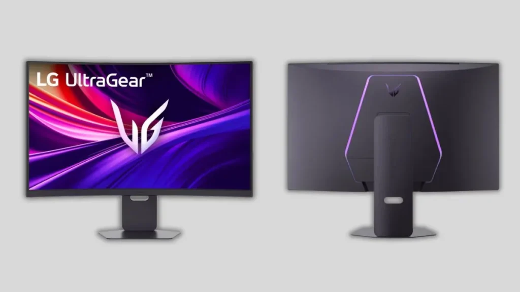 LG UltraGear 37G800A showing front and back design with RGB lighting and adjustable stand
