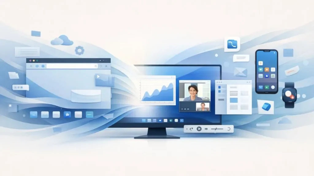 Unified interface concept of Google Aluminium OS across desktop and mobile devices