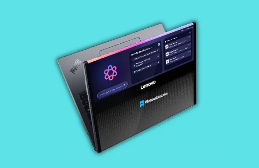 Lenovo ThinkPad Rollable XD concept shown in open mode with rollable and transparent display panel