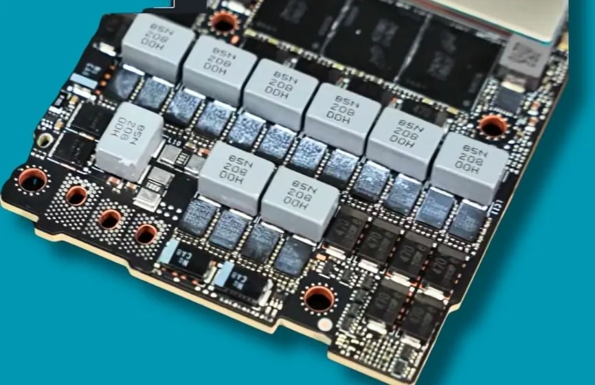 NVIDIA TITAN Ada Prototype Teardown Reveals 48GB Memory, 900W Design 1 Close-up of VRM and power delivery components on NVIDIA TITAN Ada prototype PCB