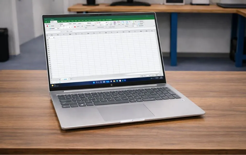 Best Laptops for Trading in 2026: Multi-Monitor, and All-Day Ready 32 HP EliteBook 6 G1i 16 business laptop displaying Microsoft Excel on our testing table