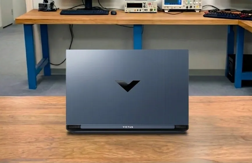 Best Laptop for AutoCAD and Revit in 2026: Our Top Picks 52 Rear view of HP Victus 15 gaming laptop showing the Victus logo on the lid