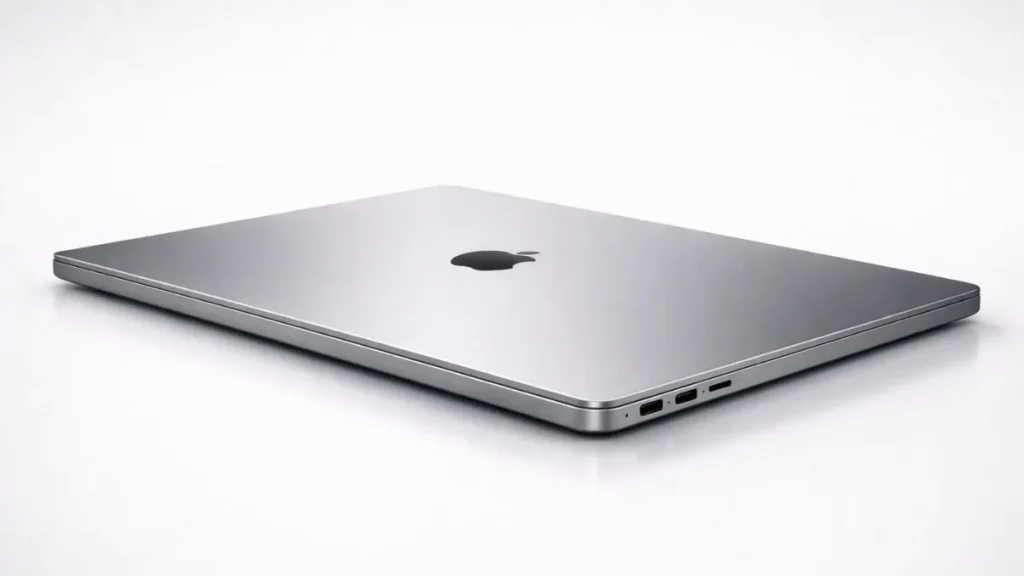 Apple MacBook Pro M6 closed view showing aluminum chassis and Apple logo