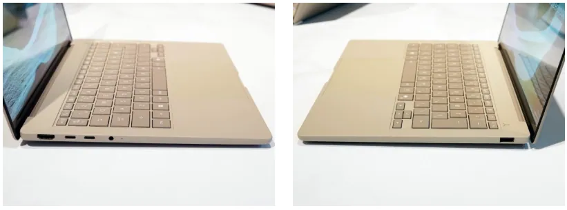 ASUS Zenbook SORA 16 slim chassis showing side port layout