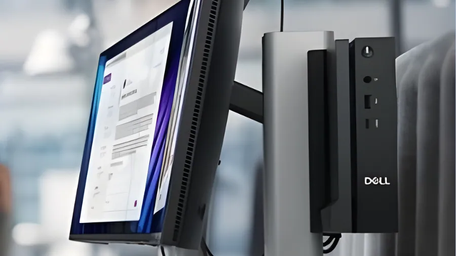 Dell Windows 365 Cloud PC device mounted behind monitor