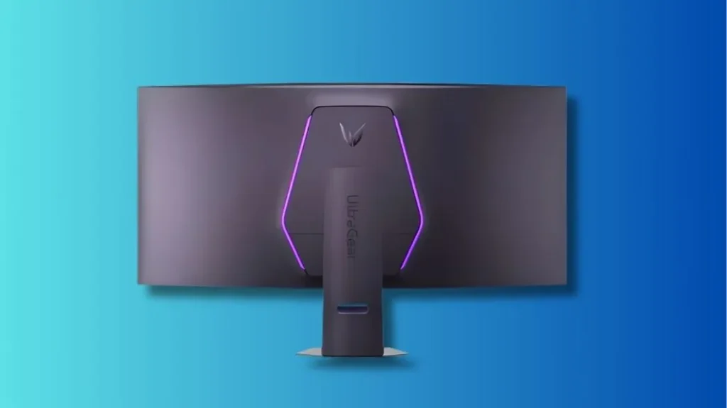 LG UltraGear 52G930B gaming monitor rear design with RGB lighting and angular stand