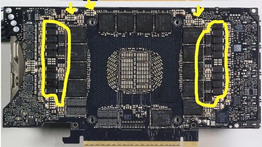 NVIDIA RTX 6000D Teardown Reveals 84GB GDDR7 Blackwell GPU 1 NVIDIA RTX 6000D PCB teardown showing 84GB GDDR7 memory modules around Blackwell GPU