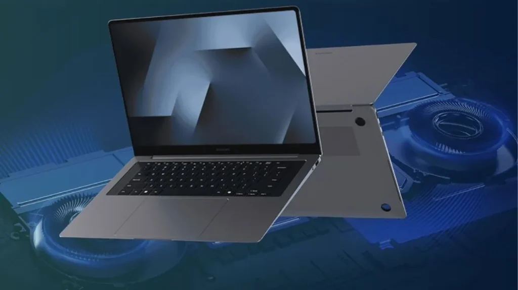 Samsung Galaxy Book6, Pro, Ultra Price Confirmed, Ultra RTX 5060 1 Samsung Galaxy Book6 laptop with internal cooling system illustration background