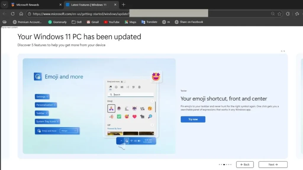 Windows 11 emoji panel taskbar shortcut 25H2