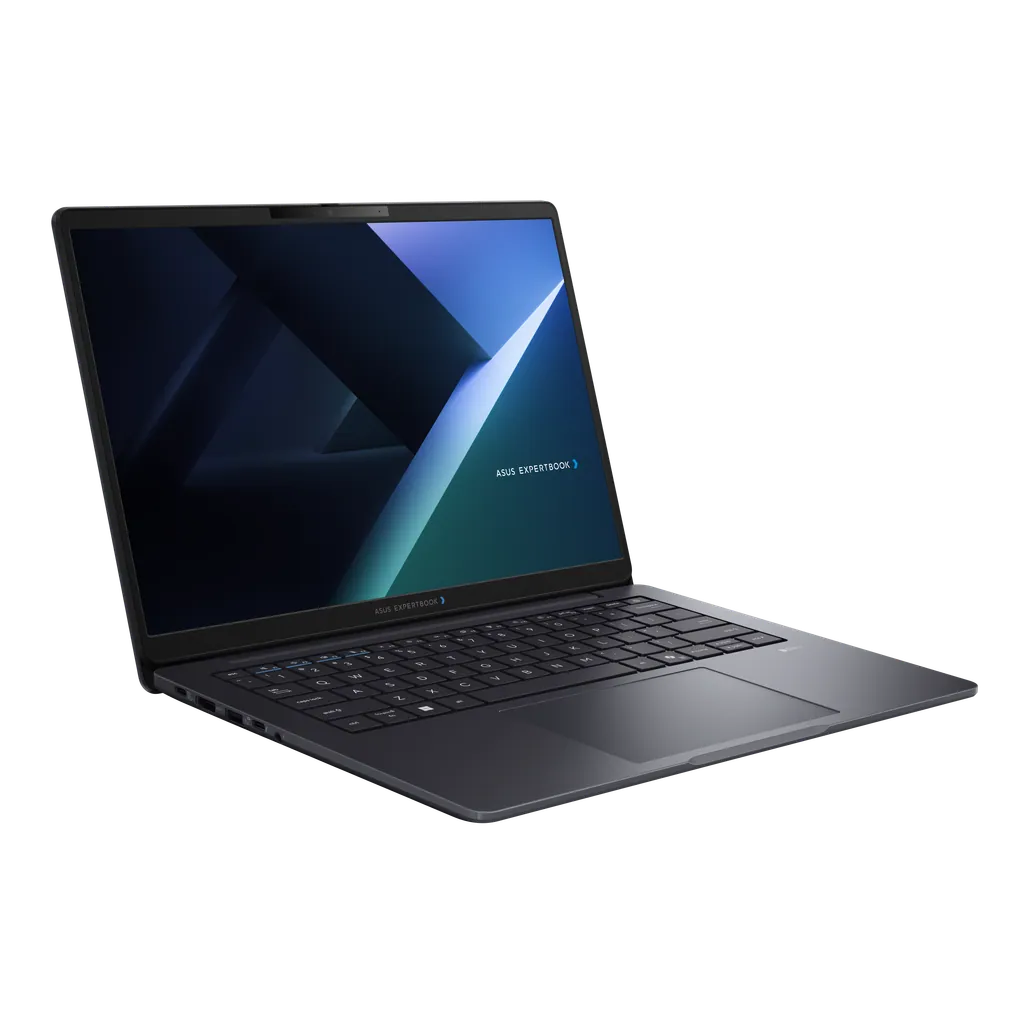 ASUS ExpertBook B3 G1 Announced With Core Ultra Series 2, Up to 96GB RAM 2 ASUS ExpertBook B3 open laptop showing display and keyboard from angled perspective