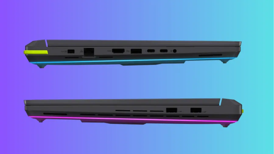 Asus ROG Strix G16 2026 ports and side view