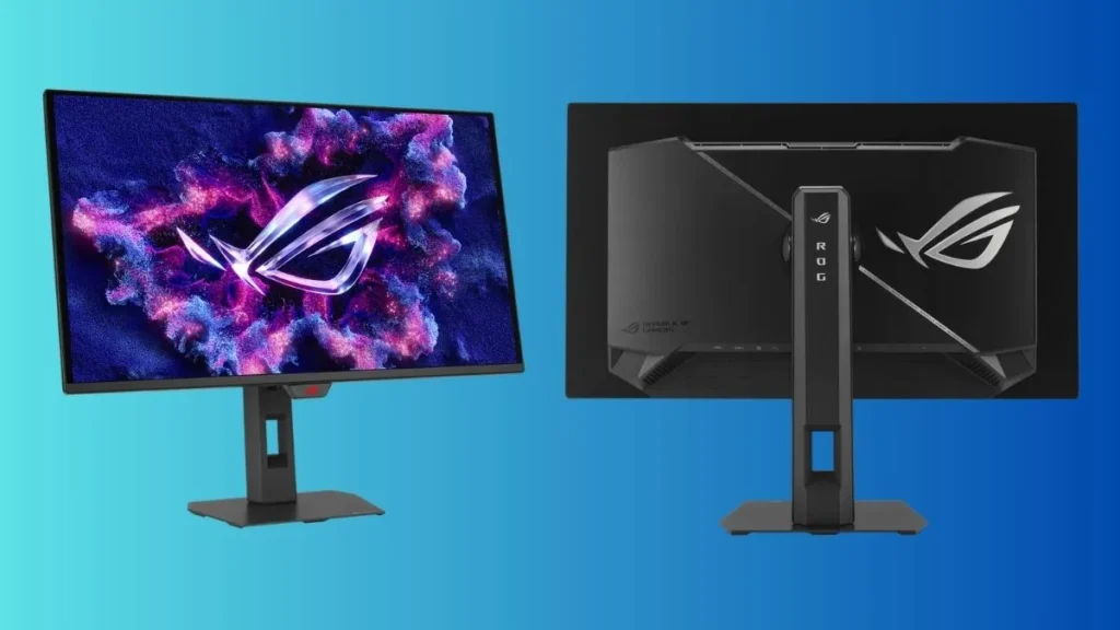 ASUS ROG Strix OLED XG27AQDMES 27-inch QD-OLED gaming monitor front and rear design