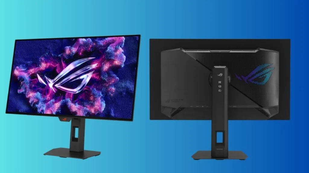 ASUS ROG Strix OLED XG27AQDMG Gen2 27-inch WOLED gaming monitor front and rear view