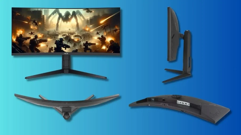 ASUS TUF Gaming VG34WQML5A curved ultrawide gaming monitor design and stand