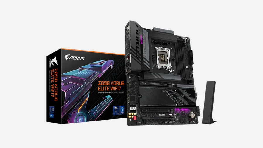 Gigabyte Z890 AORUS Elite WiFi7 motherboard with retail box