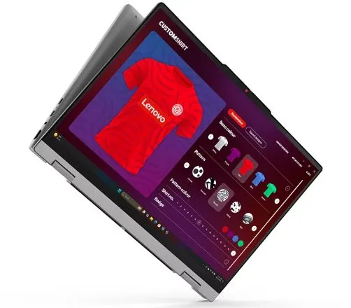 Lenovo IdeaPad 5a 2-in-1 Gen 11 in tablet mode displaying design interface for creative work