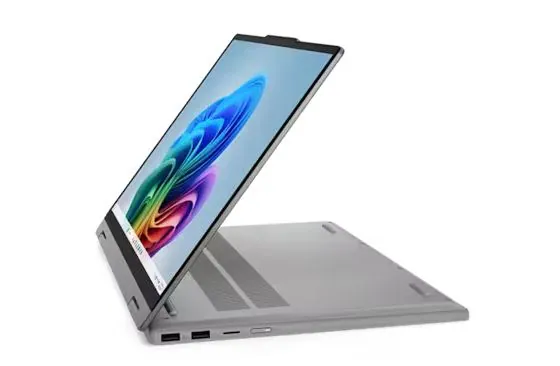 Lenovo IdeaPad 5i 2-in-1 Gen 11 in tent mode showing hinge flexibility and side profile