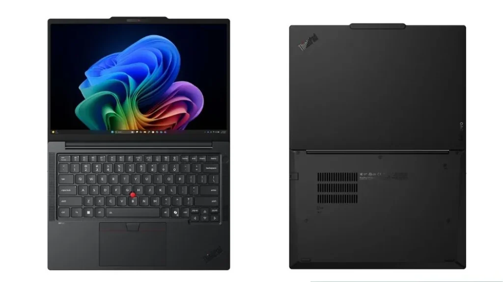 Lenovo ThinkPad T14 Gen 7 showing keyboard layout and bottom ventilation design