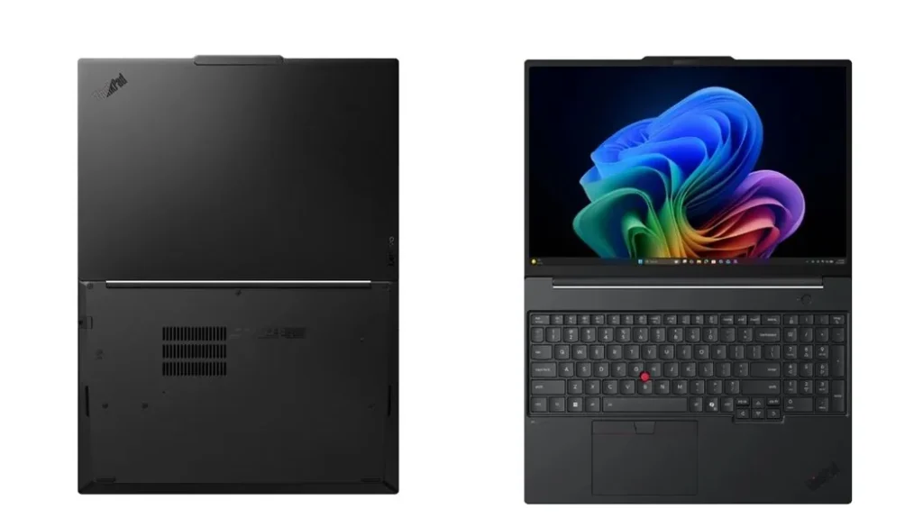 Lenovo ThinkPad T16 Gen 5 showing keyboard layout and bottom ventilation panel
