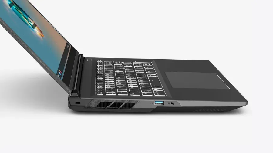 Tuxedo Gemini 17 Gen 4 laptop side profile and cooling vents