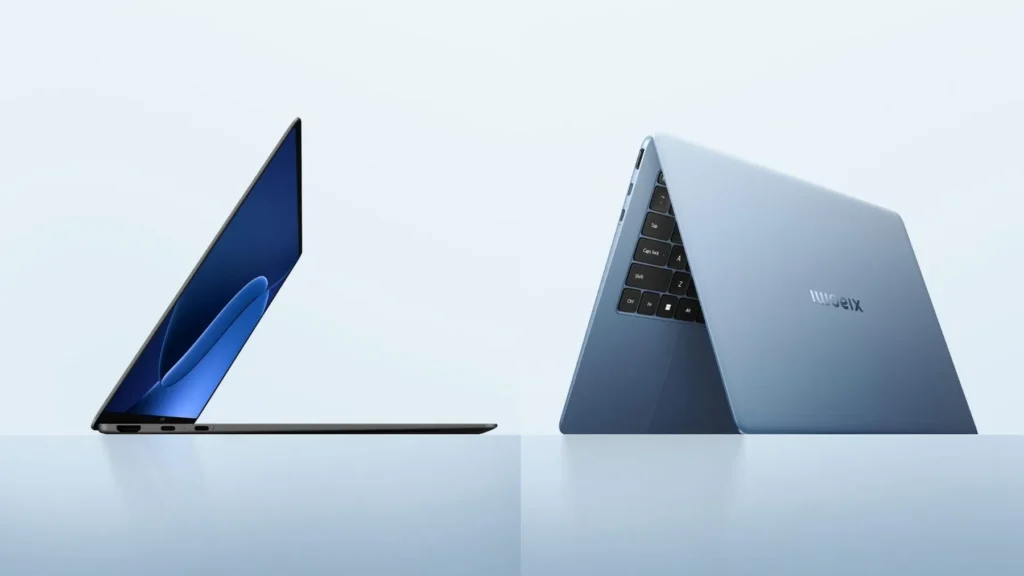 Xiaomi Book Pro 14 thin laptop showing side profile and lid design