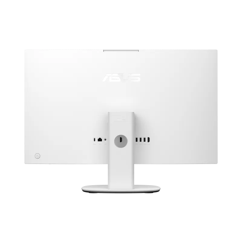 ASUS V400 and V600 all-in-one PC rear panel in white showing stand and ports