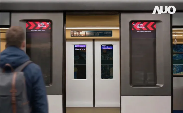 AUO smart display panels used in public transport doors for real-time alerts