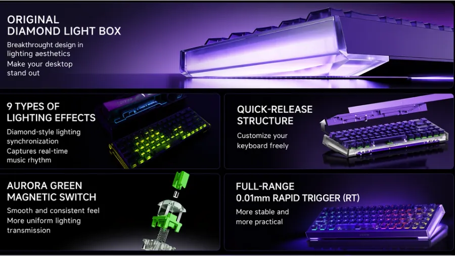 Dareu COOL68 Pro keyboard lighting effects magnetic switch features overview