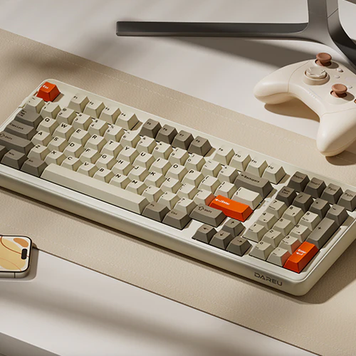 Dareu FK98 Mechanical Keyboard placed on desk in desktop gaming setup