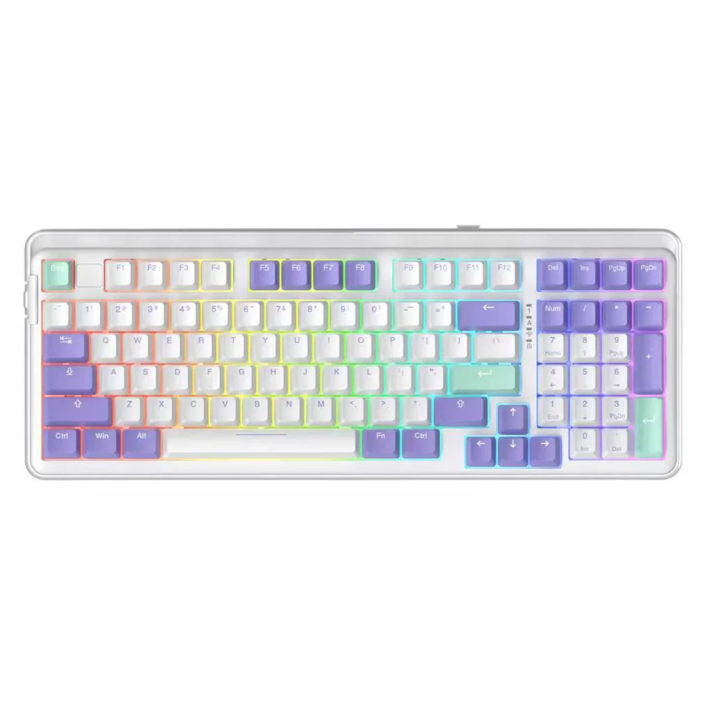 Dareu FK98 Mechanical Keyboard top view showing RGB backlighting and pastel keycaps