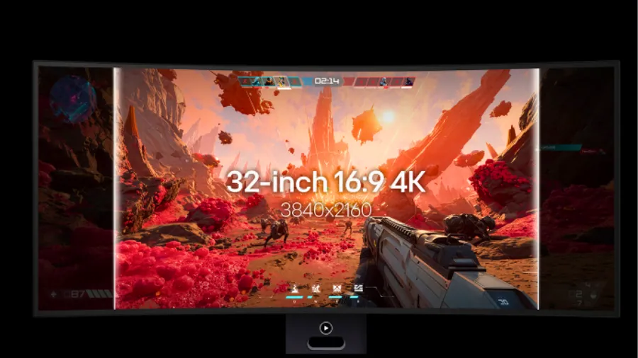 LG 39GX950B monitor showing 32 inch 4K display resolution