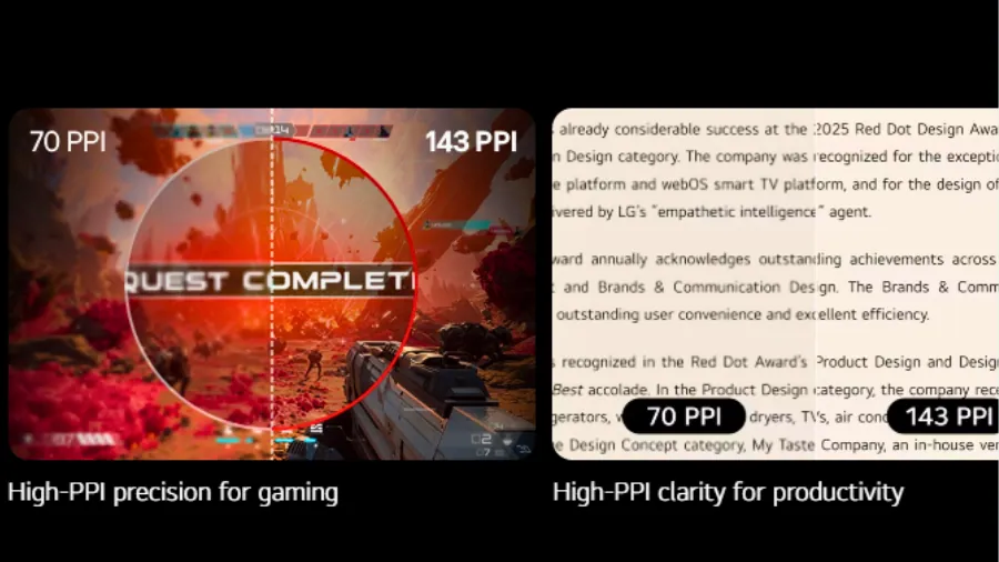 LG 39GX950B high PPI vs low PPI comparison for gaming and productivity