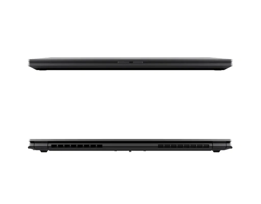 Schenker Connect 15 office laptop closed profile showing slim chassis from side and rear