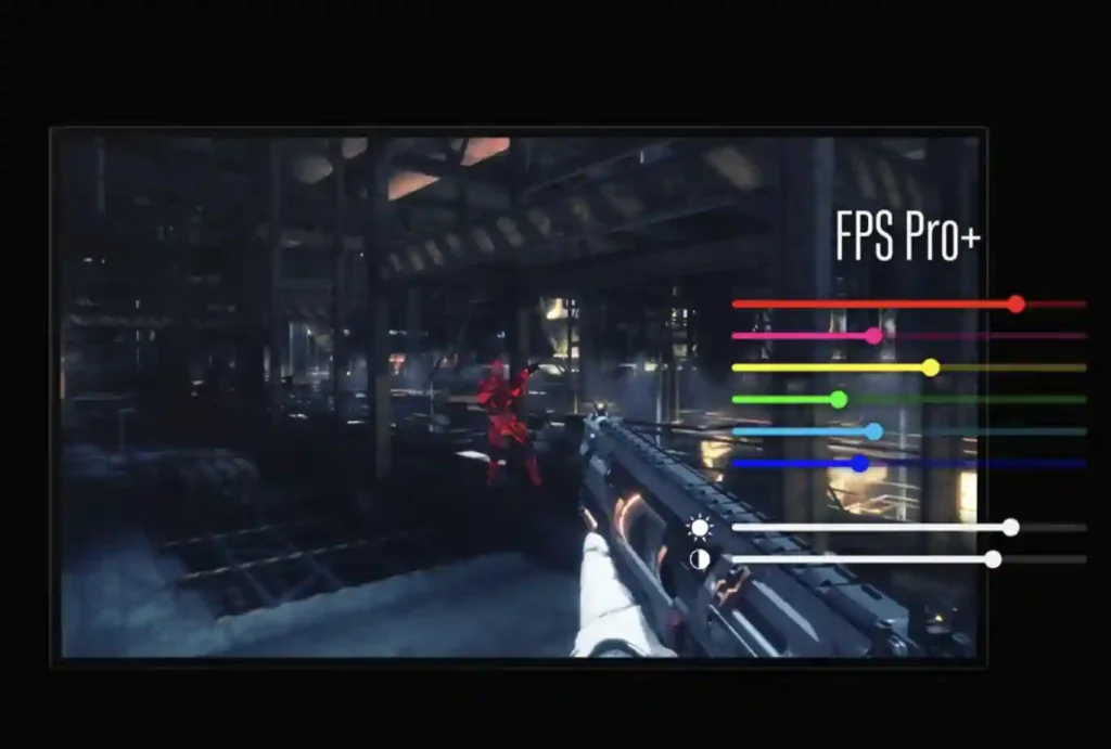 Sony INZONE M10S II gaming monitor showing FPS Pro Plus display optimization mode for esports gaming