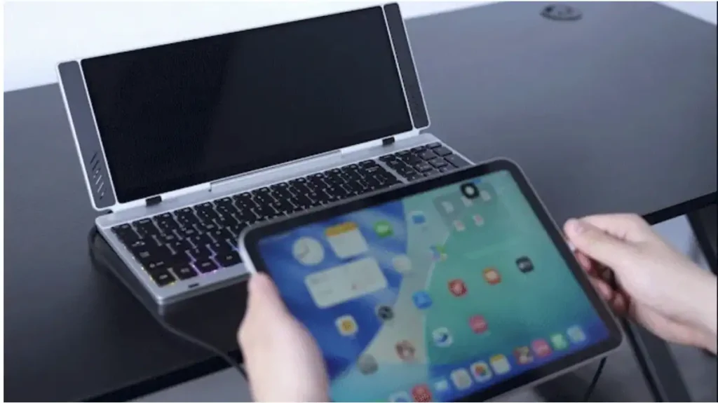 VitaLink 13-Inch 4K Touchscreen Keyboard placed on desk while connected beside a tablet device