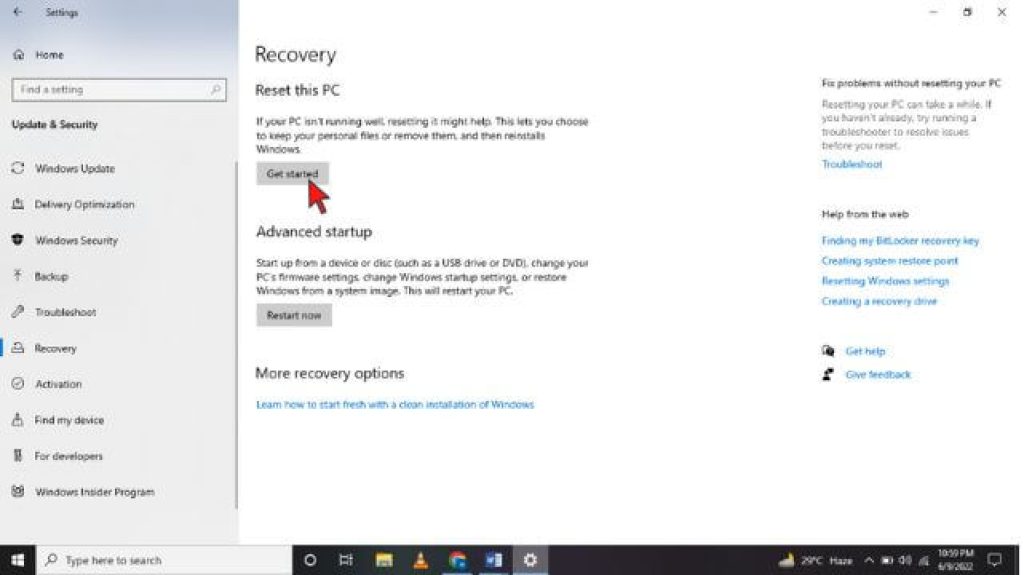 Factory Reset Acer Laptop from the Settings App 2