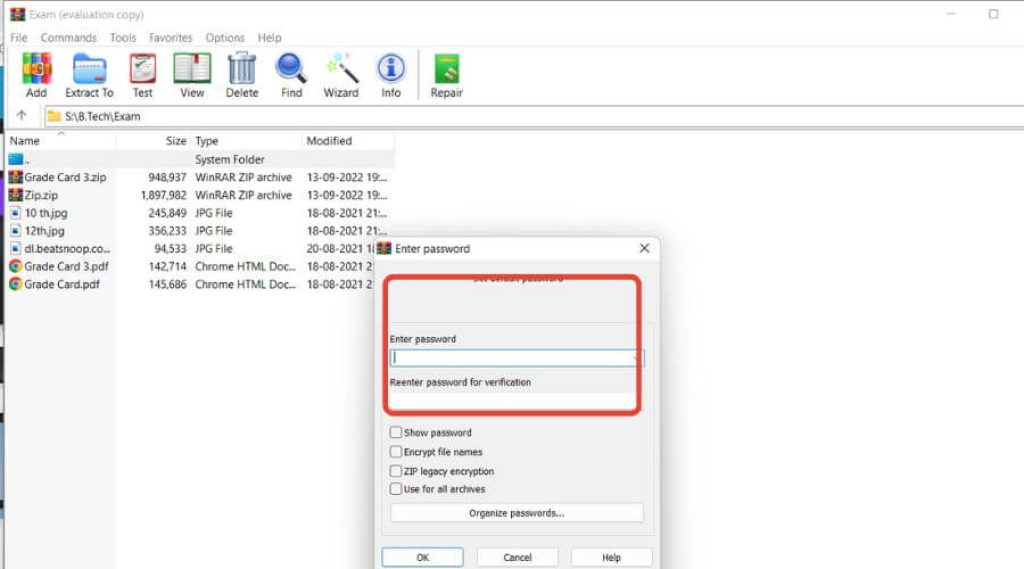Password Protect a Zip File by Using WinRAR App 