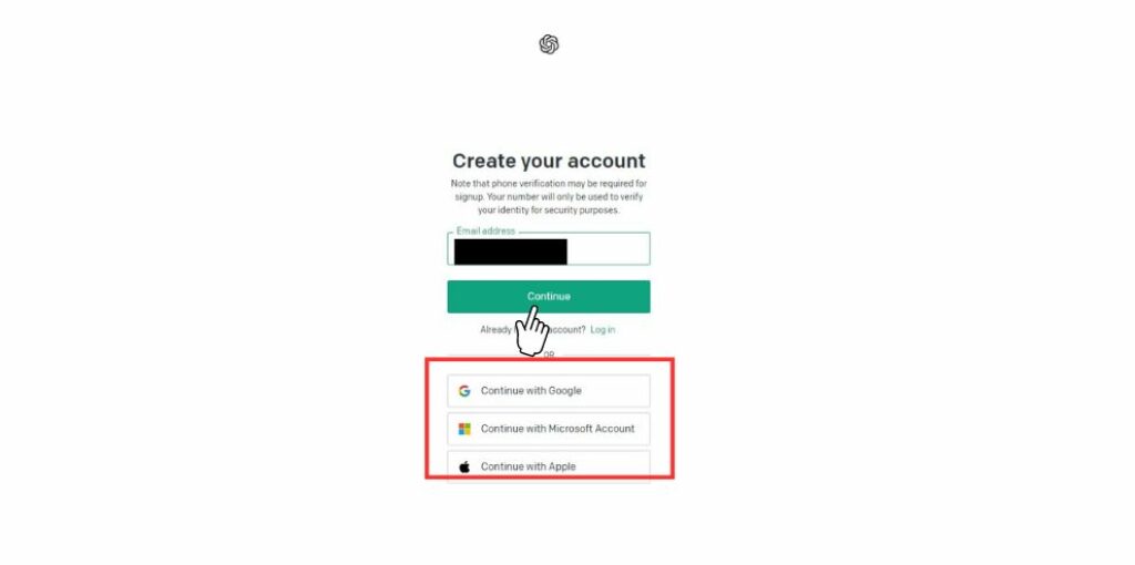 CHATGPT Create Account Using Email
