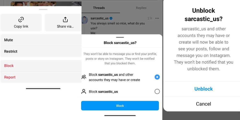 How to Block or Unblock a Profile on Threads App