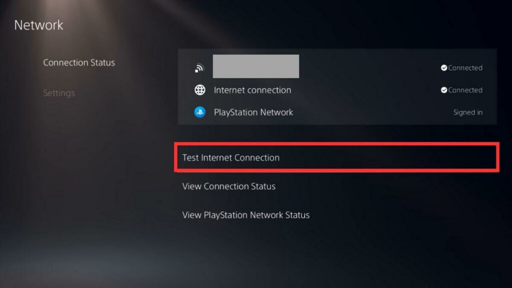 Test Internet Connection PS5