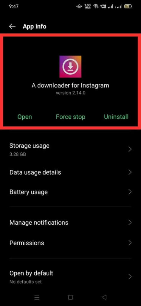 screenshot of app setting 