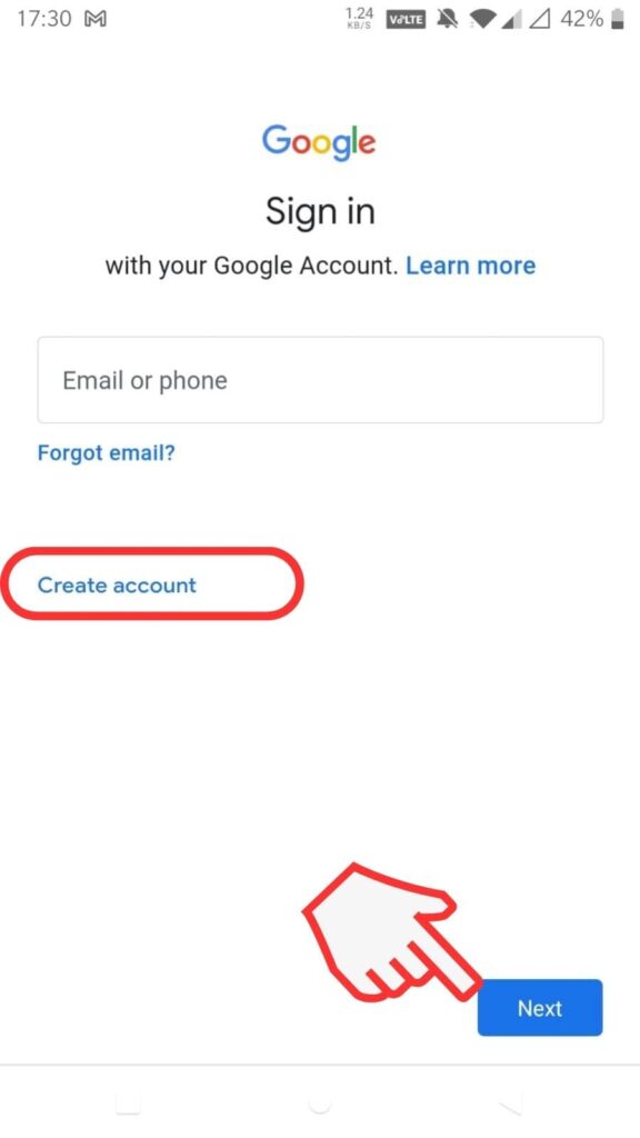 Create google account