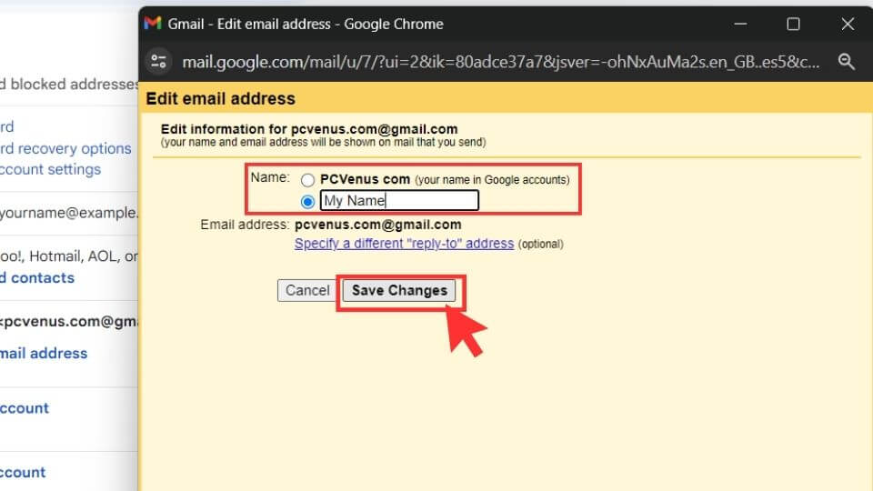 Gmail Name Change