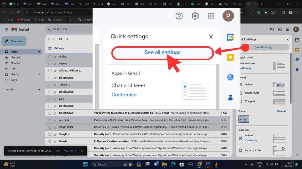See all Gmail settings