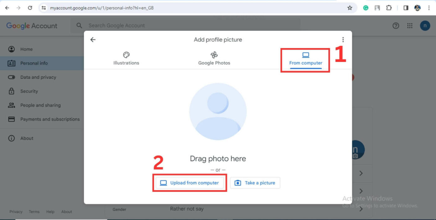 gmail add photo to profile