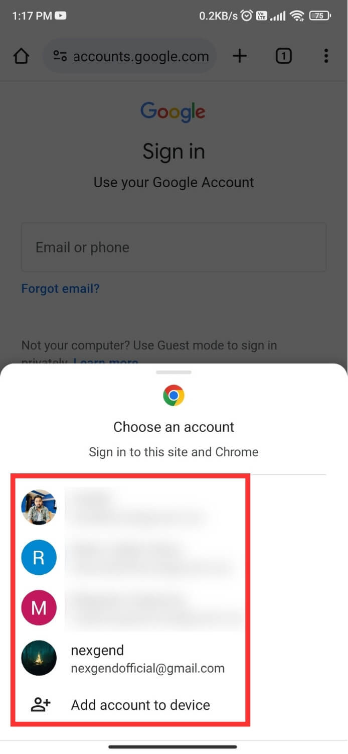 how to make a certain google account the default one