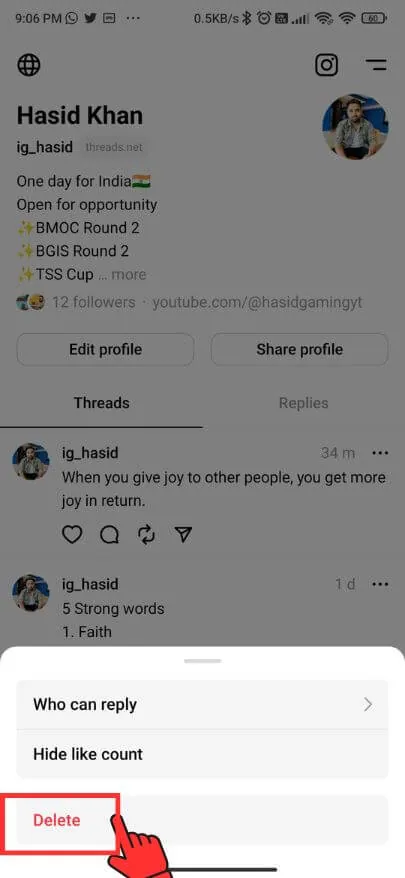 Post or delete a thread on android (4)