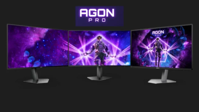 AOC AGON 2026 gaming monitors lineup featuring triple-screen setup with 1000Hz display and dual-mode 5K support.